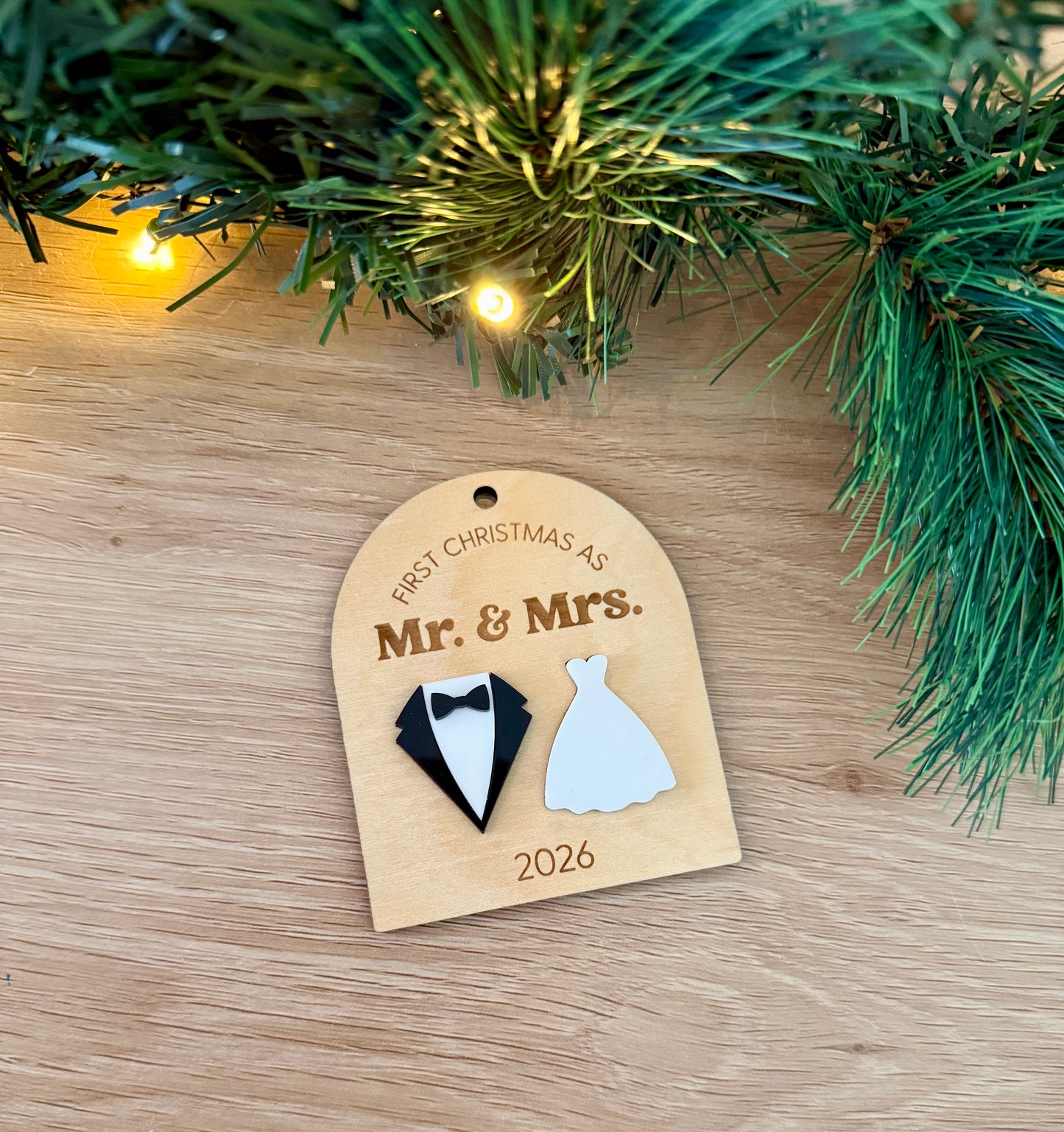 Mr & Mrs Wedding Christmas Ornament