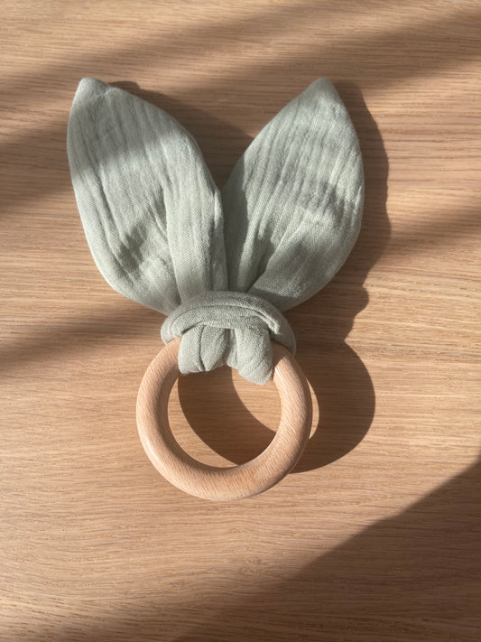 Baby Teething Ring Muslin - Sage