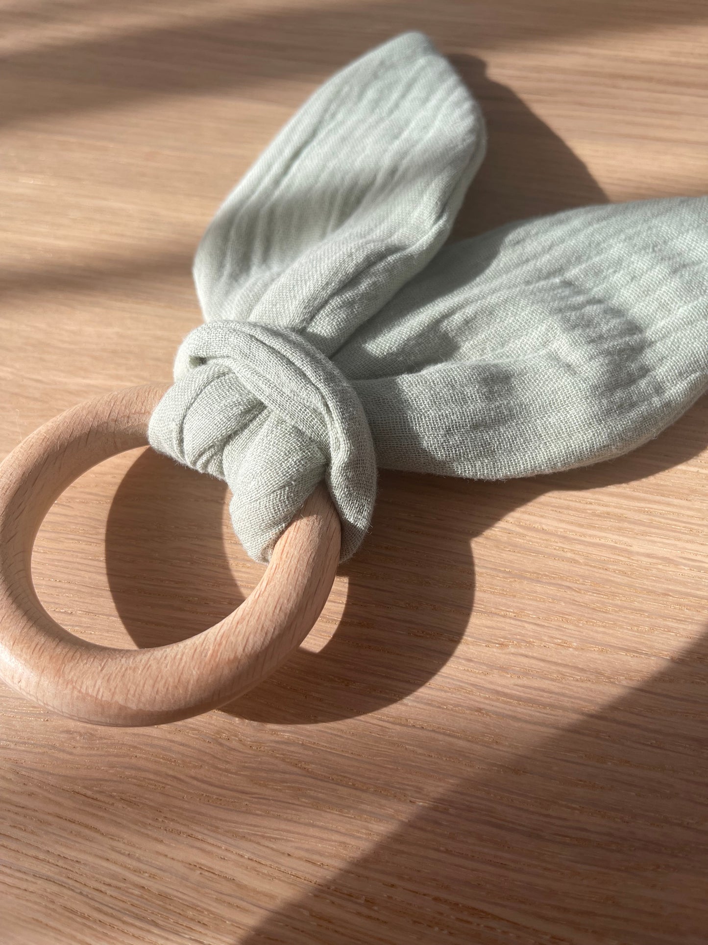 Baby Teething Ring Muslin - Sage