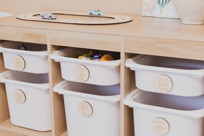 Wooden toy storage labels