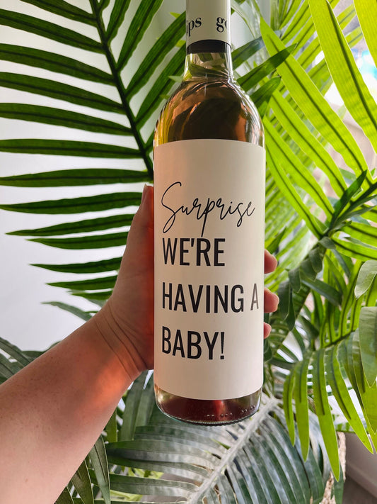 Pregnancy Announcement Wine Label