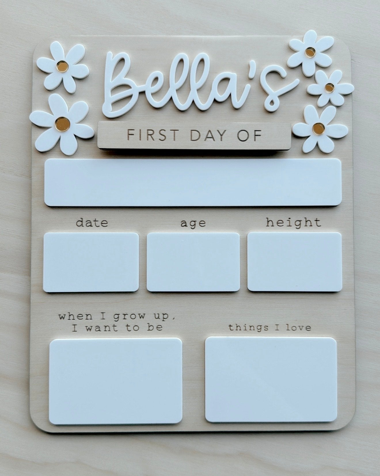 Personalised First Day of School Sign | Reusable Kids Milestone Board