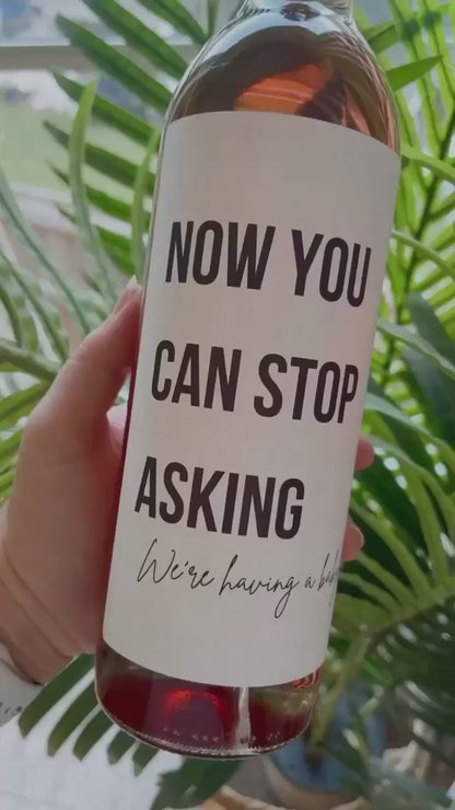 Pregnancy Announcement Wine Label