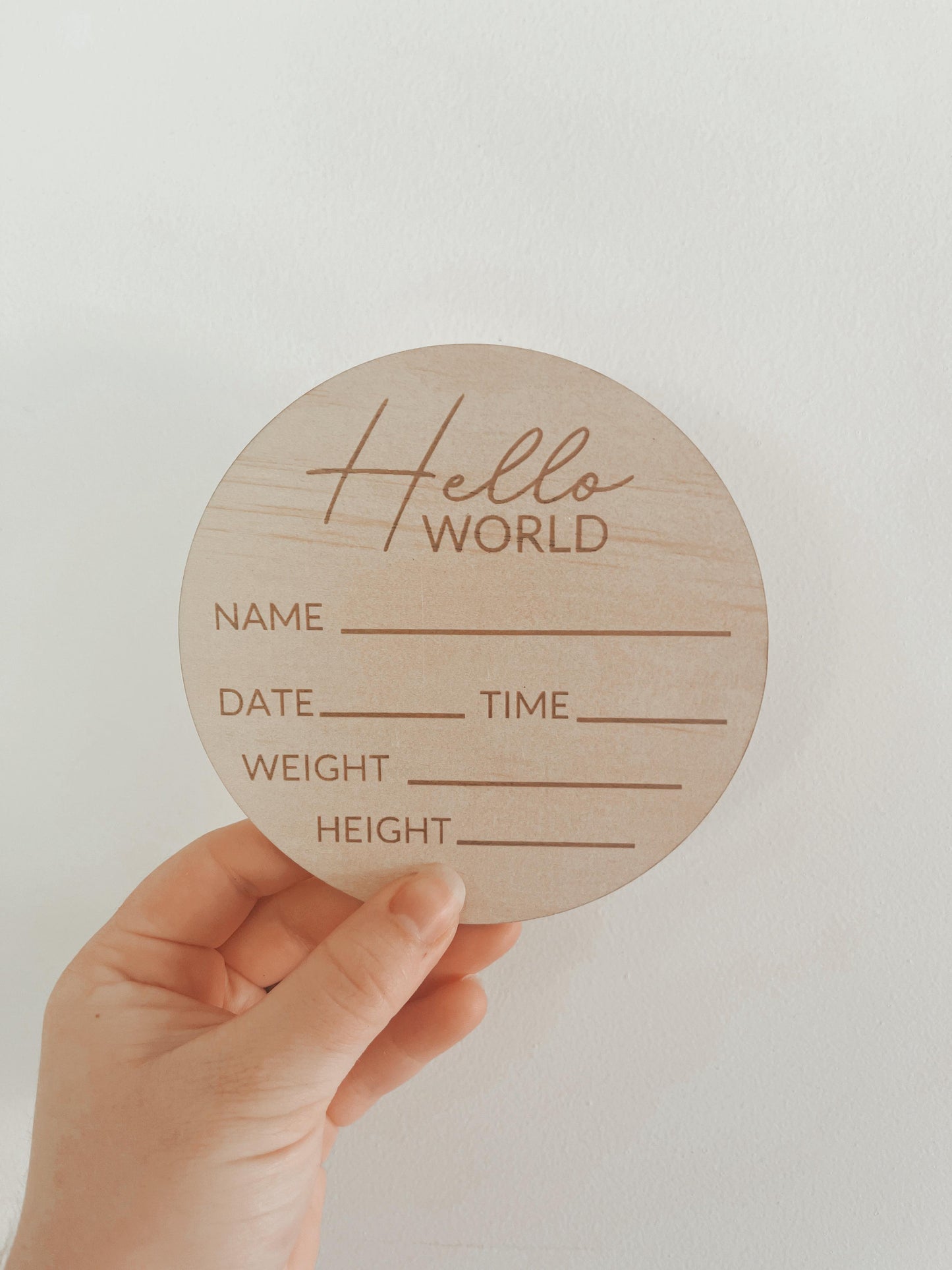 Hello World baby announcement plaque